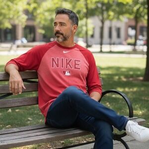 Nike‎ MLB Authentic Collection Dri-FIT 3/4 Sleeve Baseball Raglan Red Mens M